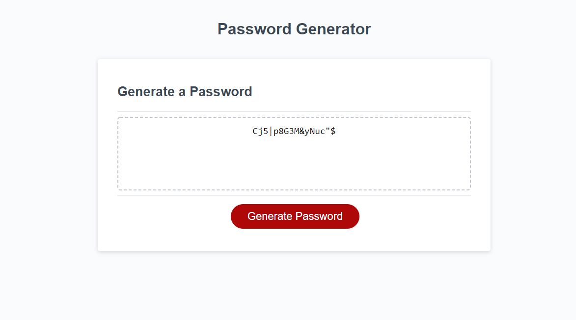screenshot of a random password generator