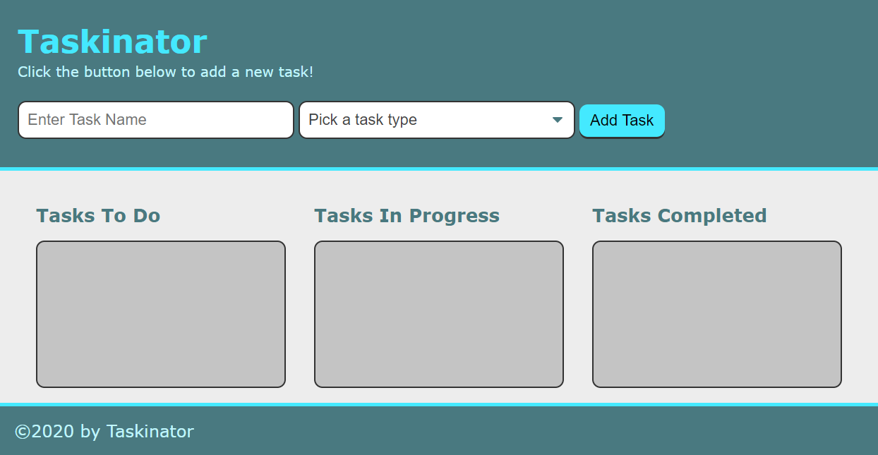screenshot of a simple dynamically updated task tracking application